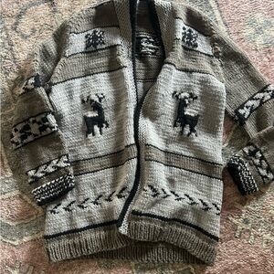 Cozy Knit Cardigan with Deer Pattern